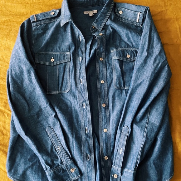 Burberry Brit Denim Checkered Sleeve Jacket